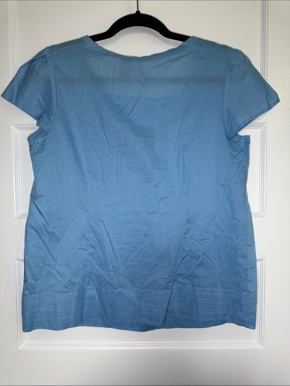 Architect Light Blue Scoop Neck Eyelet Blouse Cap‎ Sleeve Size Large Petite - Picture 7 of 7